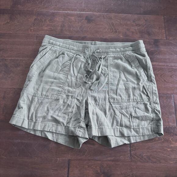 Nautica Women's Size Large Linen Blend Shorts Army Green - Picture 1 of 9